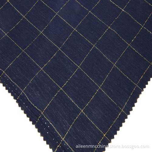 rayon crinkle with golden check lurex
